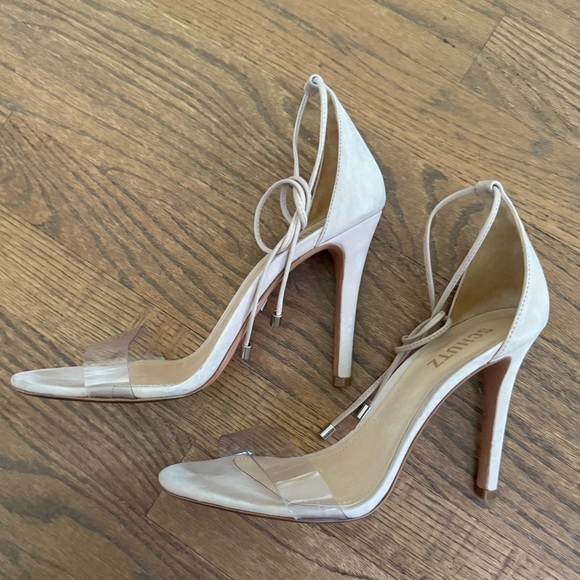 Schutz Josseana Leather Sandals High Heel Ankle Tie Nude Women’s size 8 - Picture 5 of 16